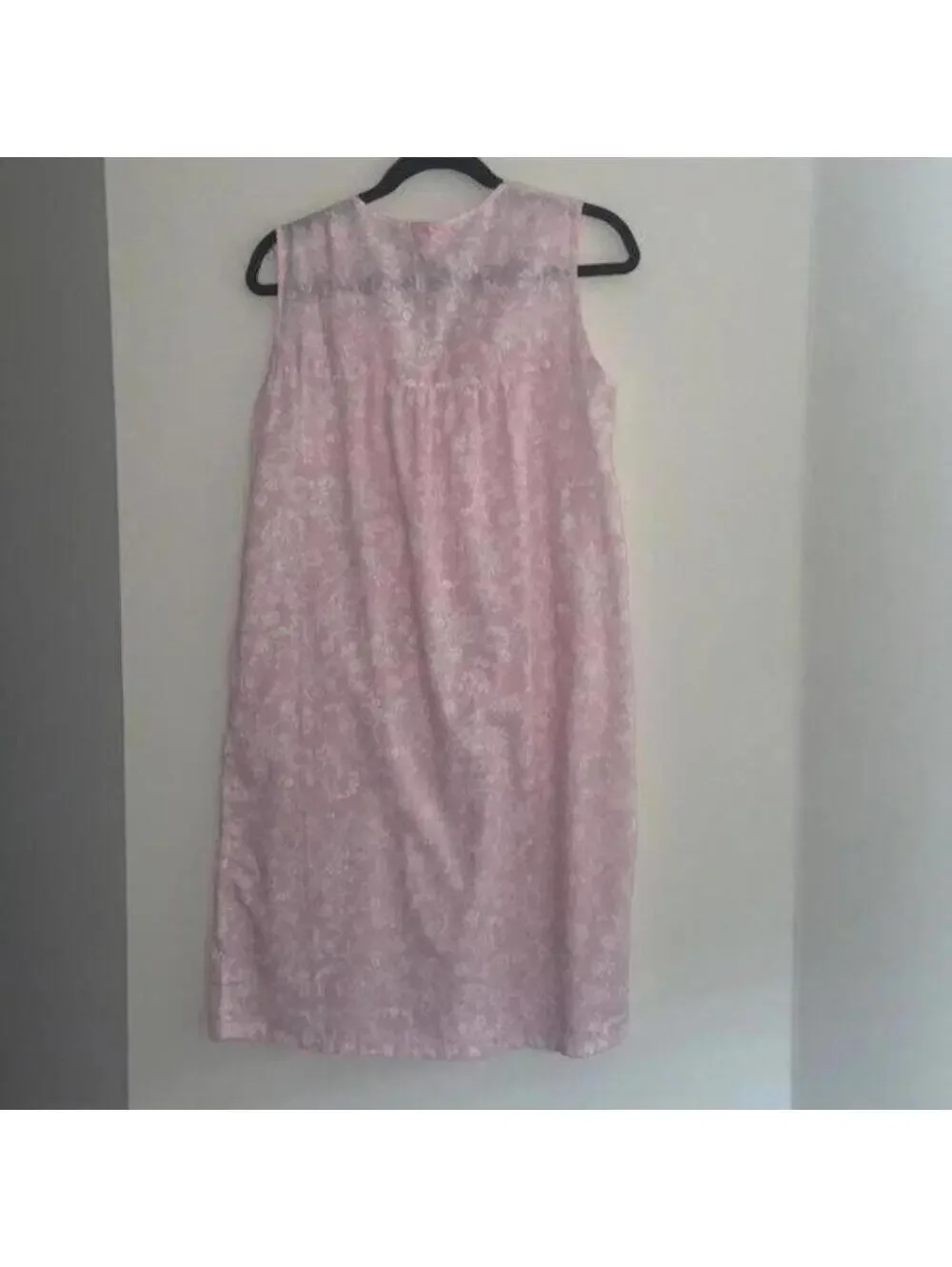 🇺🇸Vintage 1960s Barbiecore Pink Floral Sleeveless Nightgown Pajama Lingerie